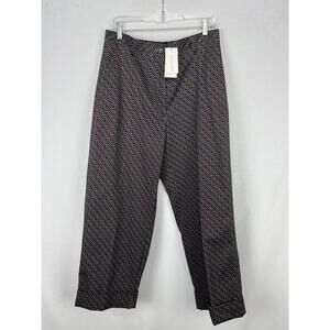 $1095 Dries Van Noten Pakora Printed Cotton Straight Leg Pants Purple Size 40